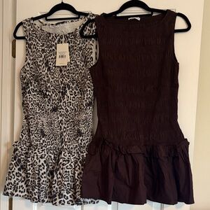 Peppermayo Leopard Print and Brown Sleeveless Dresses